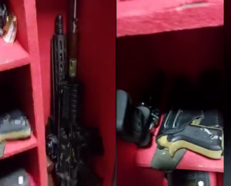 Armas apreendidas na casa de um dos alvos da operalção BAL, da PF — Foto: PF/Divulgação