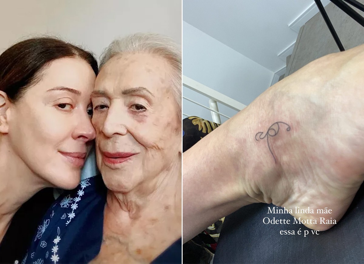 Claudia Raia mostra nova tatuagem no pé, um desenho que homenageia a mãe, Odette (Foto: Reprodução / Instagram )
