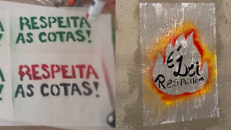 Protesto de alunos da Universidade Federal de Goiás contrários a nomeação do candidato branco em carga destinada para candidatos com cota racial