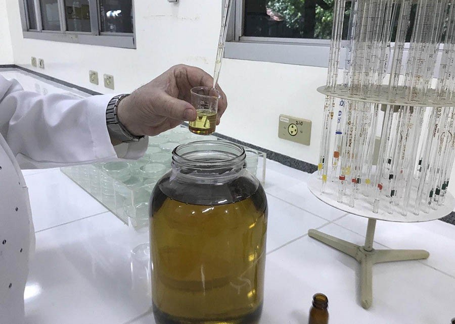 Controle do grau de pureza do óleo é fundamental para garantir eficiência ao produto e a obtenção de resultados efetivos (Foto: Embrapa/Priscila Viudes)