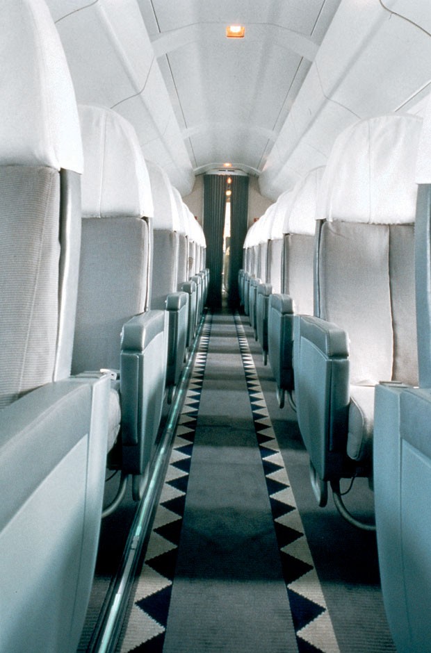 O interior do avião supersônico Concorde, projeto de Andrée de 1990 (Foto: Deidi Von Schaewen)