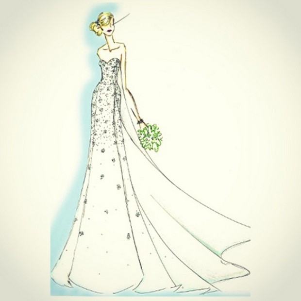 O vestido de noiva inspirado na personagem Frozen (Foto: Reprodução)