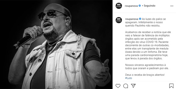 Roupa Nova lamenta a morte de Paulinho (Foto: Reprodução/Instagram)