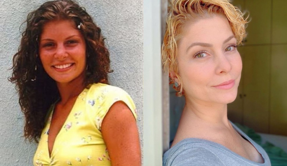 Bárbara Borges em 'Porto dos Milagres' e atualmente, 20 anos depois da estreia como atriz — Foto: Globo/Reprodução Instagram