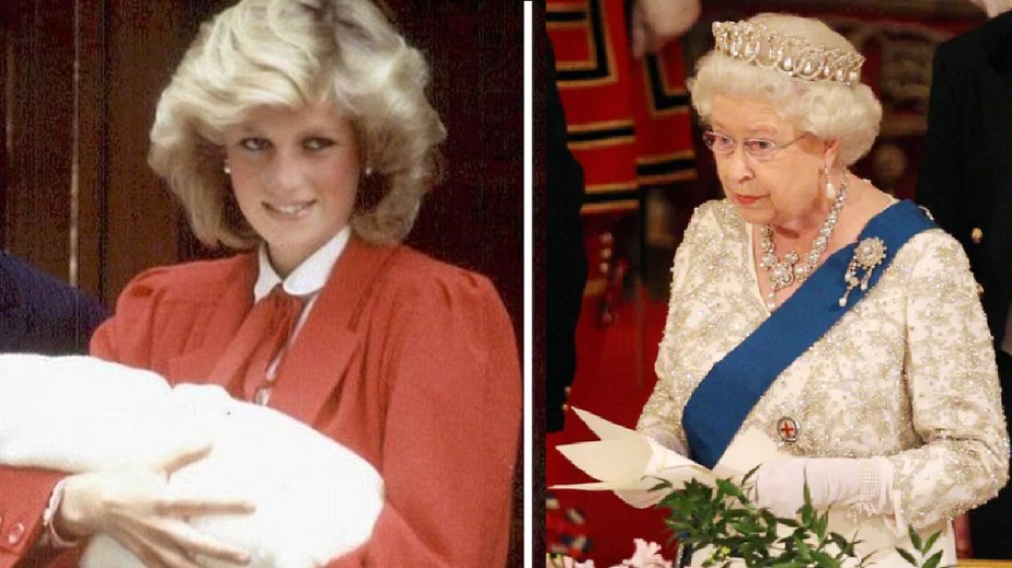 A princesa de Gales, Diana, e a rainha britânica, Elizabeth II