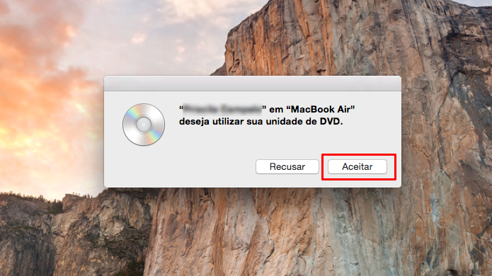 Aceite o pedido no Mac que detém o disco (Foto: Reprodução/Paulo Alves)