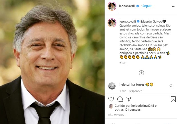 Leona Cavalli lamenta morte de Eduardo Galvão (Foto: Reprodução/Instagram)