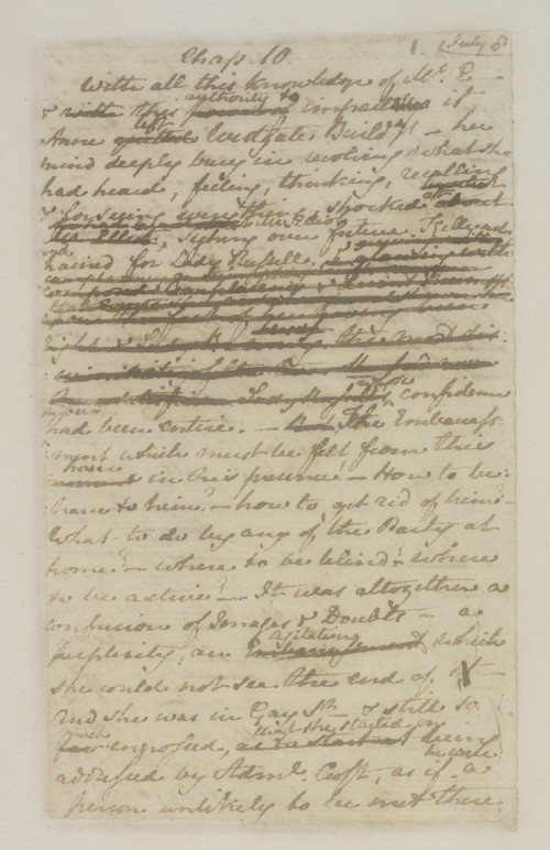 Capítulo 10 do romance Persuasão, publicado em 1816 (Foto: Edição Digital de Manuscritos de Ficção de Jane Austen)