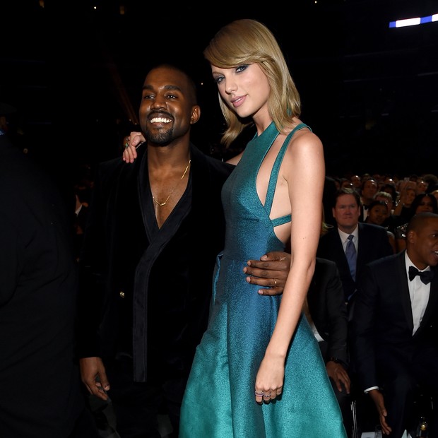 Kanye West e Taylor Swift no Grammy de 2015 (Foto: Getty Images)