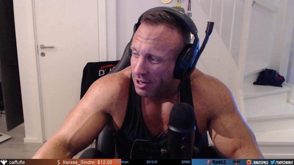 Streamer bodybuilder Knut foi banido por um dia da Twitch TV — Foto: Reprodução/Knut Twitch