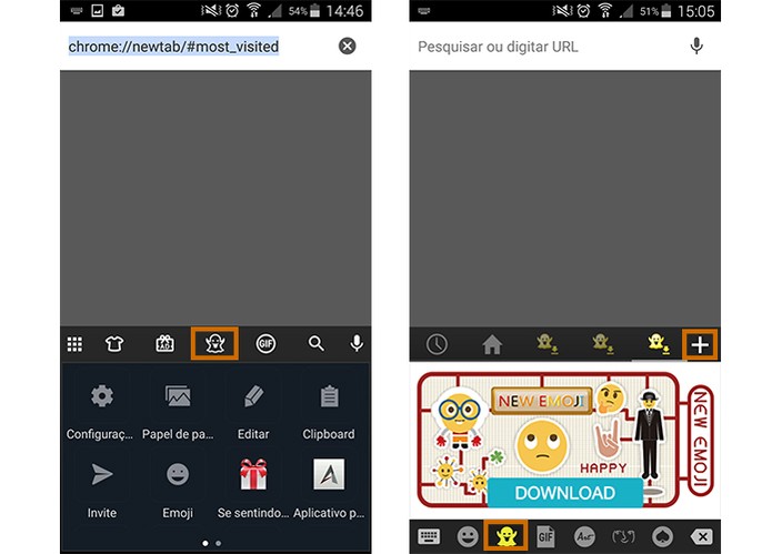 O usuário também pode baixar stickers e emojis animados no Android (Foto: Reprodução/Barbara Mannara)