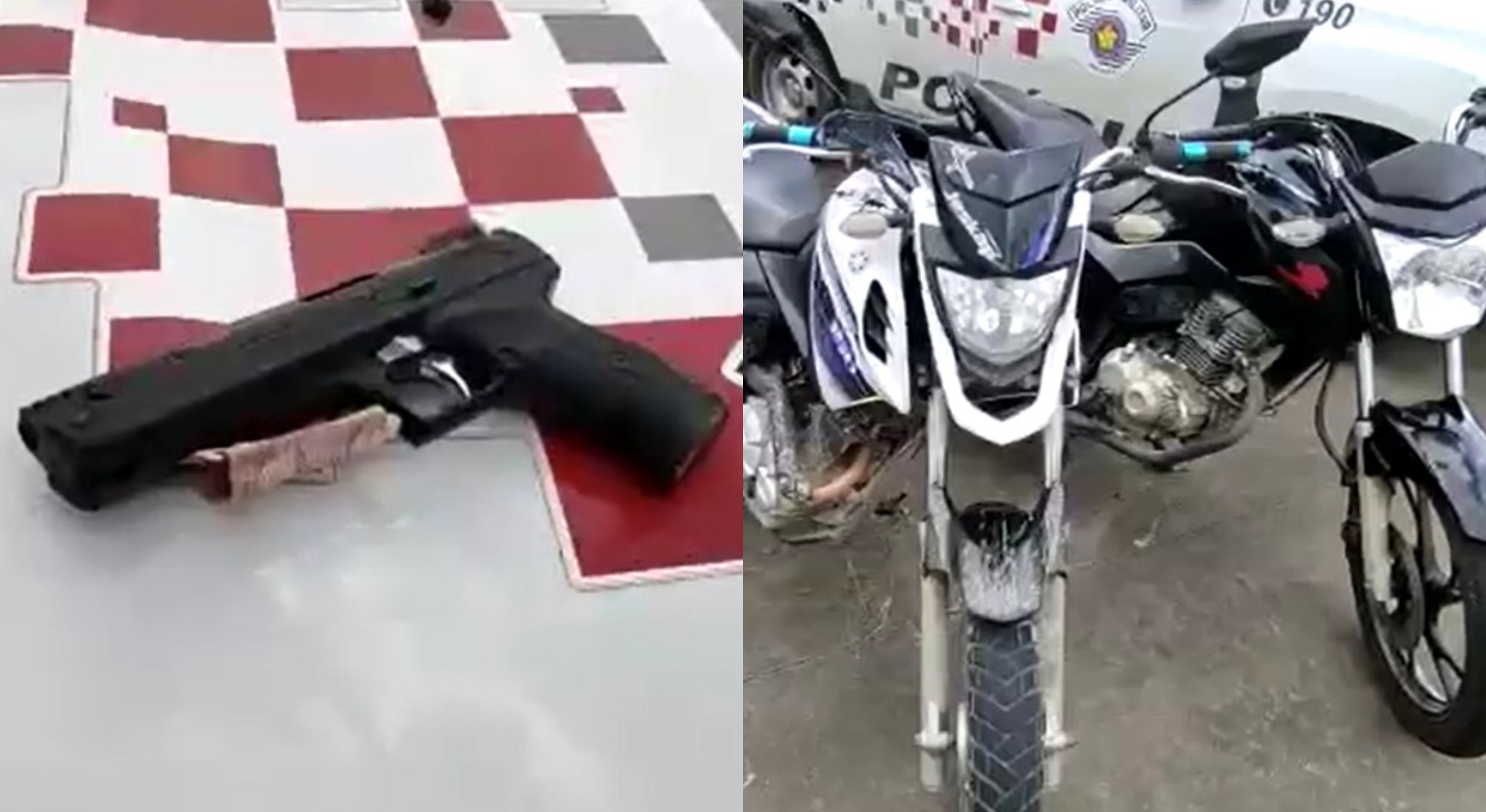 Homem com réplica de arma é preso suspeito de roubar mercado e moto no interior de SP