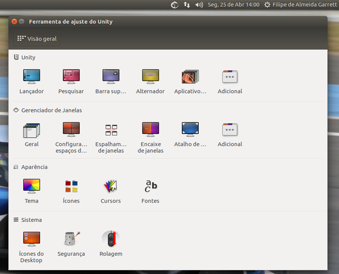 Ferramenta dá acesso a diversas configurações da interface que ficam escondidas no Ubuntu (Foto: Reprodução/Filipe Garrett)