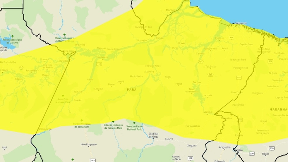 Inmet emite alerta de perigo potencial de chuvas intensas para João Pessoa e mais 192 cidades da Paraíba; veja lista — Foto: Reprodução/Inmet