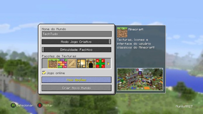 Clique em mais opções no menu do Minecraft (Foto: Reprodução/Murilo Molina)