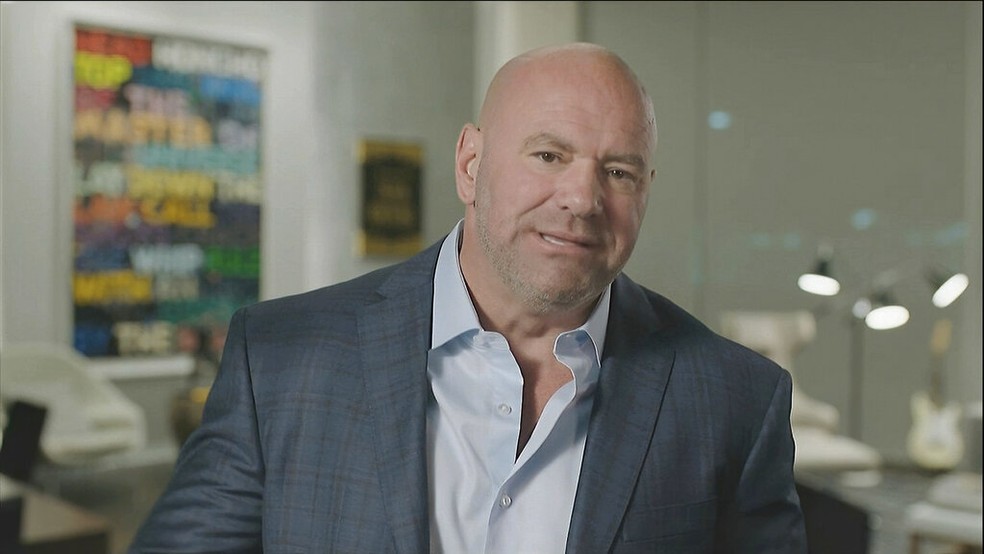 Presidente do UFC, Dana White, fala em gravação para a última noite da Convenção Nacional do Partido Republicano nesta quinta-feira (27)  — Foto: Convenção Nacional do Partido Republicano/AP
