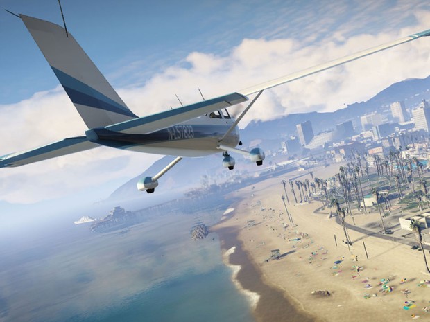 Jogadores podem voar de avião em 'GTA V' (Foto: Divulgação/Rockstar)