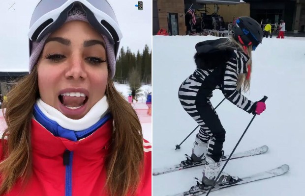 Anitta ensina Lexa a esquiar em Aspen (Foto: Reprodução / Instagram)