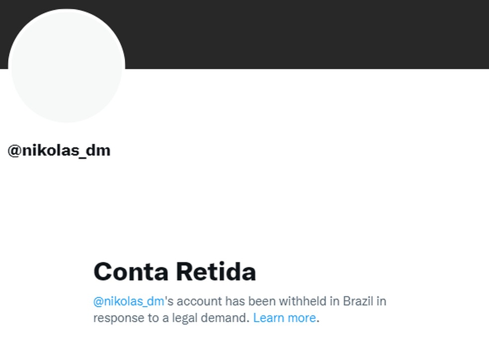 Conta do Nikolas Ferreira no Twitter foi retida — Foto: Reprodução/Twitter