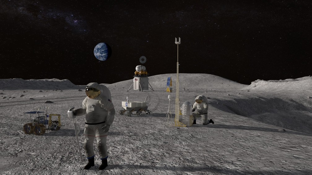 Protótipo de como será o pouso futuro do ser humano na Lua — Foto: Nasa