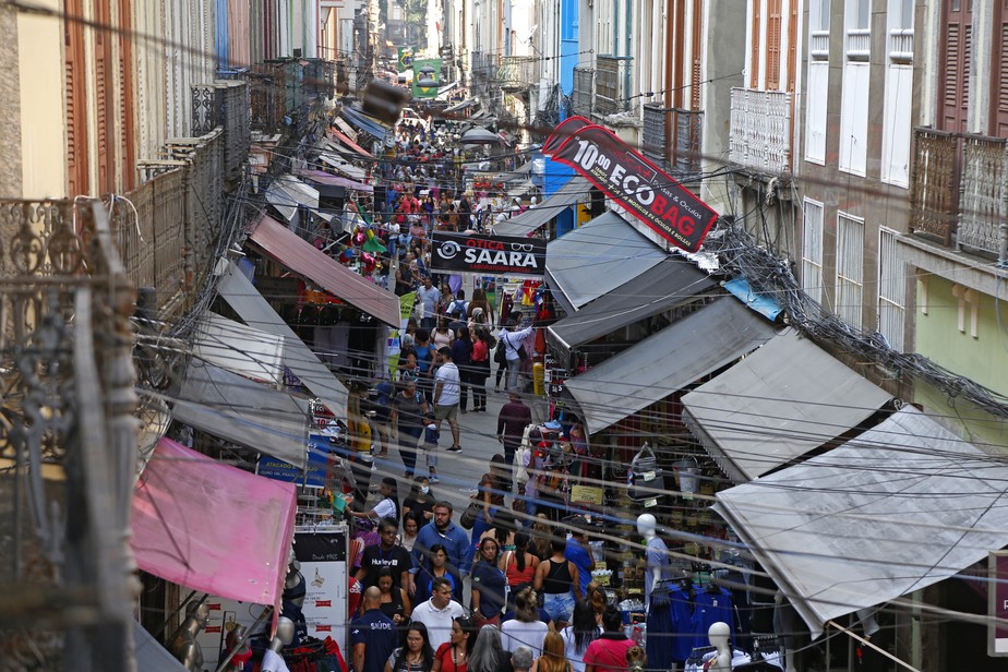 A movimentada Rua da Alfândega, no Centro do Rio