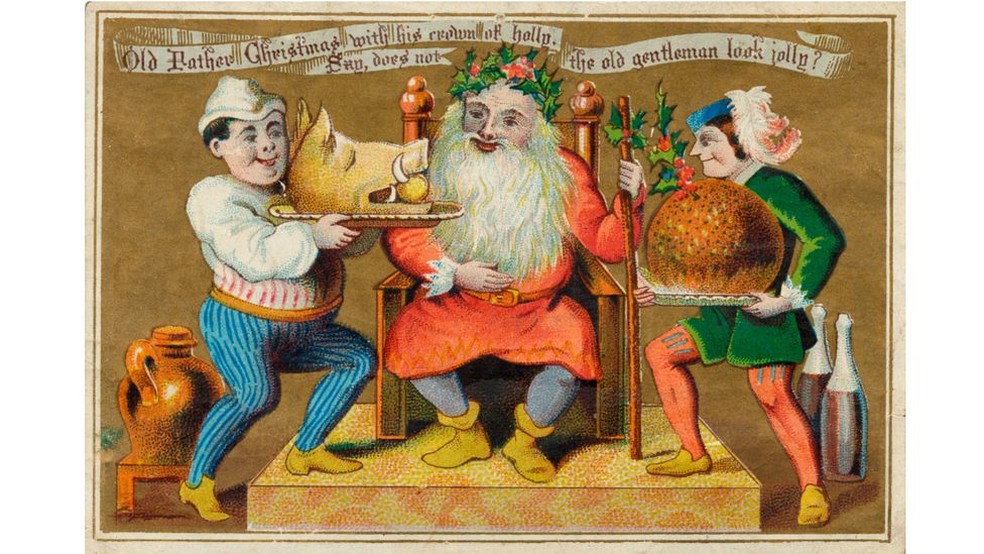 Na Idade Média, era servida no Natal uma cabeça de javali esfolada e costurada novamente — Foto: Alamy/BBC