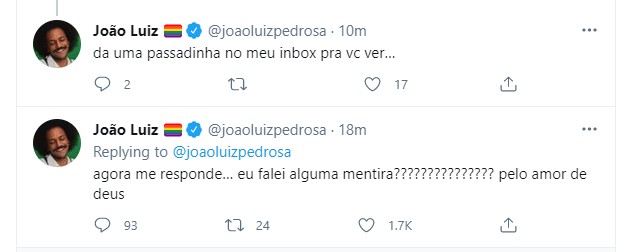 O tweet de João Luiz Pedrosa (Foto: Reprodução Twitter)