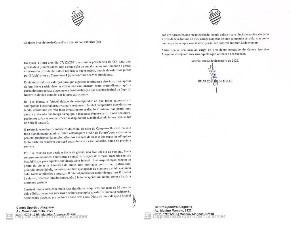 Omar Coêlho renuncia ao cargo de presidente-executivo do CSA — Foto: Omar Coêlho