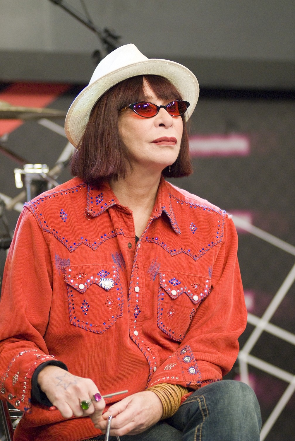 Rita Lee participa do programa 'Altas Horas' em edição especial comemorando o aniversário de Serginho Groisman, em julho de 2009 — Foto: Bob Paulino/TV Globo/Arquivo