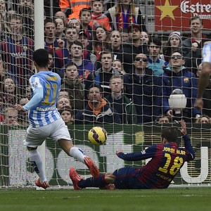 Barcelona x Malaga - Pablo Javier comemora gol (Foto: AFP)