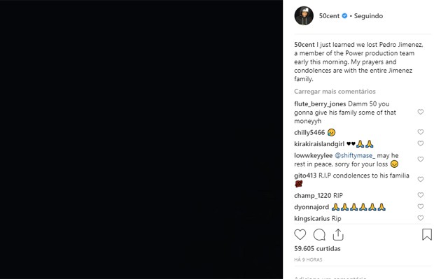 50 Cent lamenta morte de funcionário da série The Power (Foto: Reprodução/Instagram)