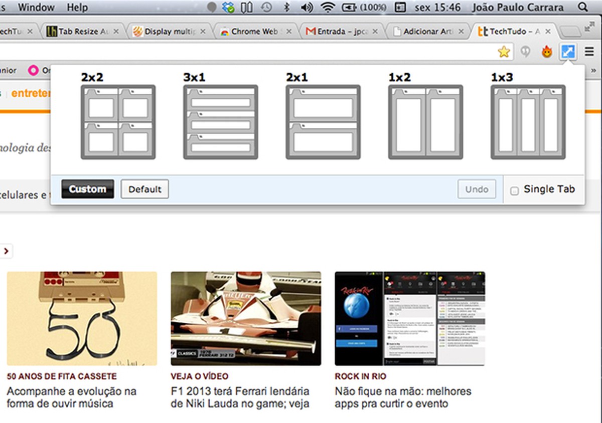Tab Resize organiza automaticamente abas em layouts predefinidos ...