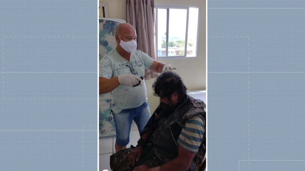 Cícero não cortava o cabelo nem fazia a barba há oito anos — Foto: Reprodução/WhatsApp