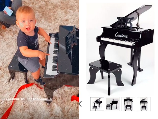 Saulo Pôncio mostra o piano infantil que o filho ganhou da babá (Foto: Reprodução/Instagram)