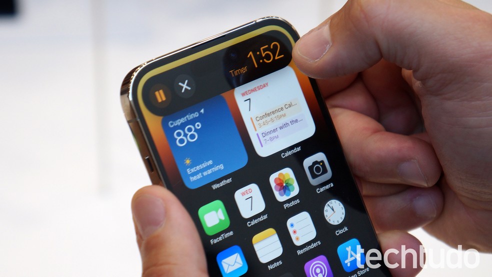 Controle de timer a partir da Dynamic Island do iPhone 14 Pro — Foto: Thássius Veloso/TechTudo