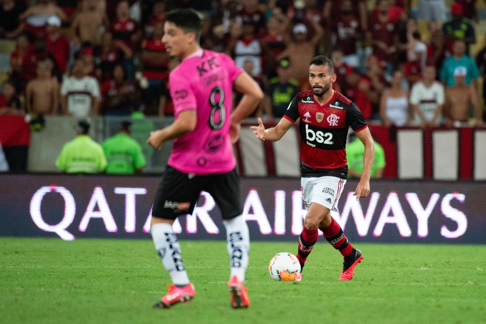 Thiago Maia, volante do Flamengo na partida contra o Del Valle — Foto: Alexandre Vidal/Flamengo