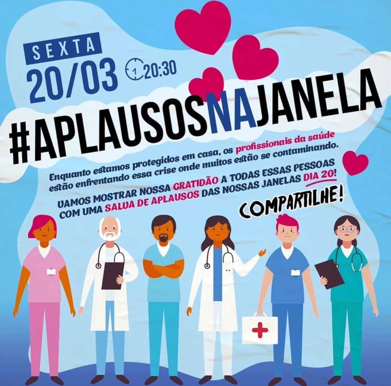 #AplausosNaJanela: Brasileiros organizam ato para homenagear os profissionais de saúde (Foto: Reprodução/Facebook)