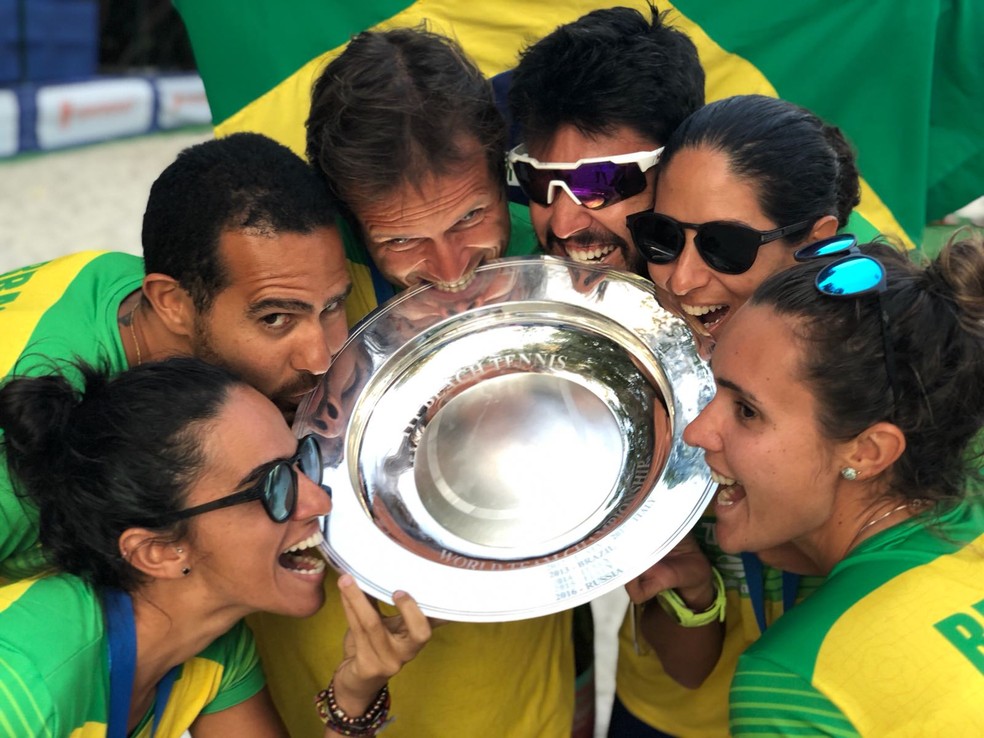 Seleção brasileira de Beach bateu a Itália por 2 a 0 na decisão do Mundial da Rússia (Foto: Divulgação / CBT)