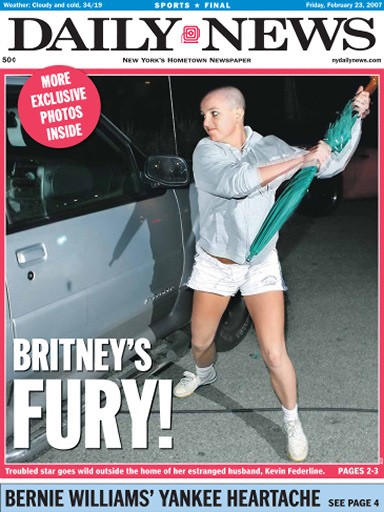 Ataque de fúria de Britney Spears (Foto: NY Daily News via Getty Images)