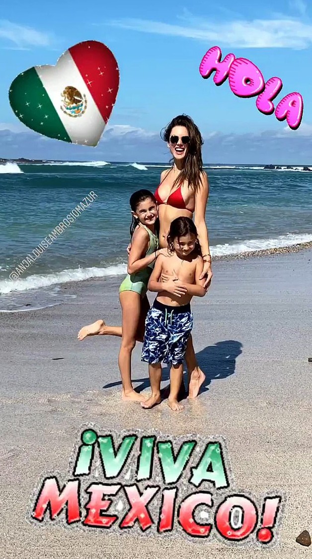 Alessandra Ambrosio e os filhos Anja e Noah (Foto: Instagram)
