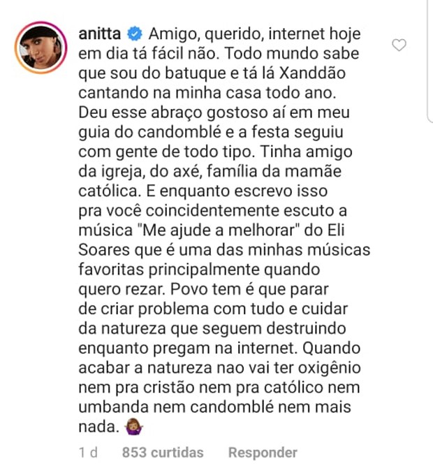 Publicação de Anitta (Foto: Reprodução/Instagram)