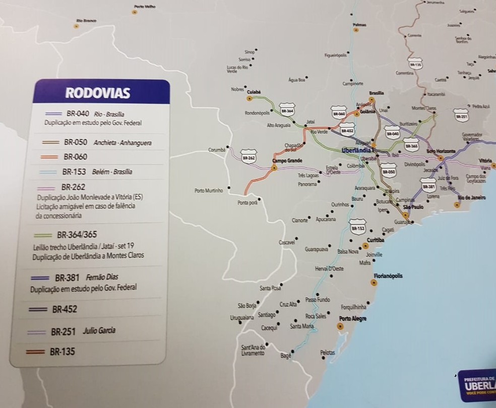 Estudo mostra malha vi&aacute;ria da regi&atilde;o &mdash; Foto: Prefeitura de Uberl&acirc;ndia/Divulga&ccedil;&atilde;o