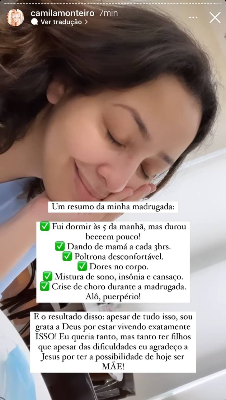 Camila Monteiro conversa sobre maternidade real e procedimento cirúrgico da filha, Aurora (Foto: Reprodução / Instagram)