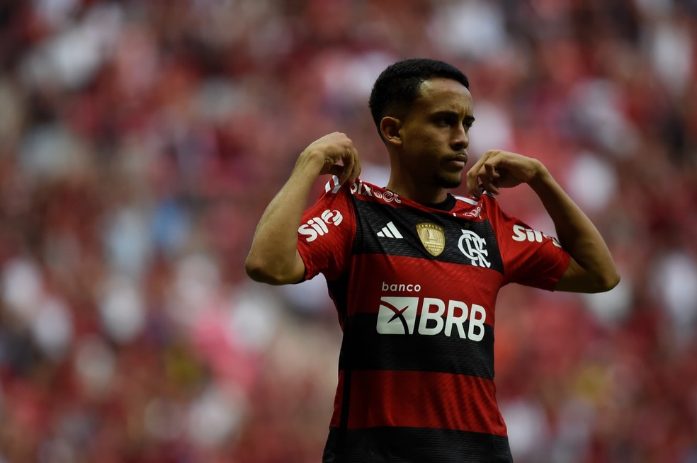 Matheus Gonçalves comemora gol em Botafogo x Flamengo — Foto: Marcelo Cortes/Flamengo