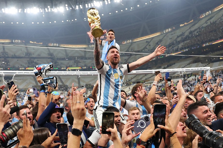 Messi comemora título da Argentina em 2022