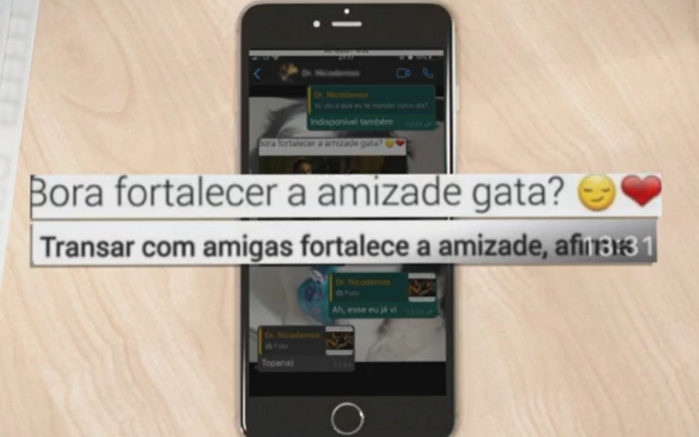 Ginecologista Nicomedemos Júnior manda mensagem de cunho sexual a mulher em Anápolis, Goiás — Foto: Reprodução/TV Anhanguera