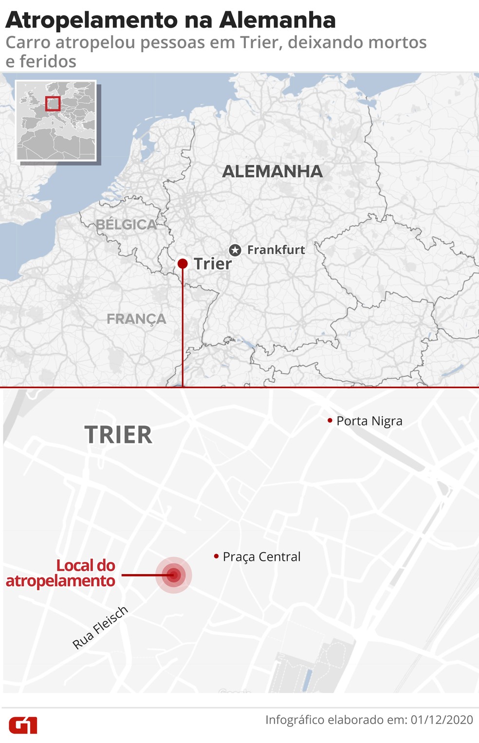 Atropelamento deixou mortos e feridos na Alemanha — Foto: Fernanda Garrafiel/G1