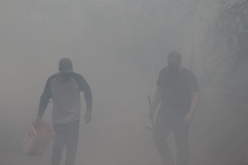 Funcionários das fábricas tentaram apagar os focos de incêndio neste sábado  — Foto: Antônio Carlos Bispo do Carmo/ Divulgação 