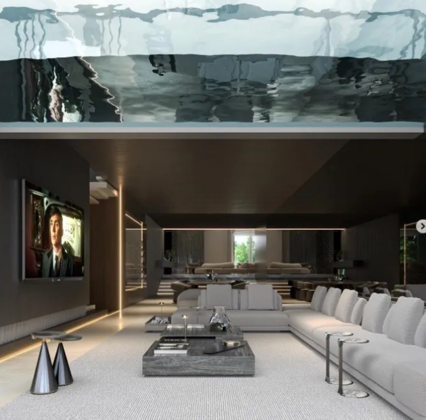 A nova mansão de Léo Santana e Lore Improta: projeto prevê piscina no teto — Foto: Reprodução/Instagram