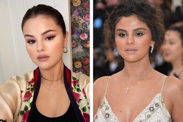 Selena Gomez lamentou seu visual bronzeado no Met Gala 2018 (Foto: Reprodução / Instagram; Getty Images)